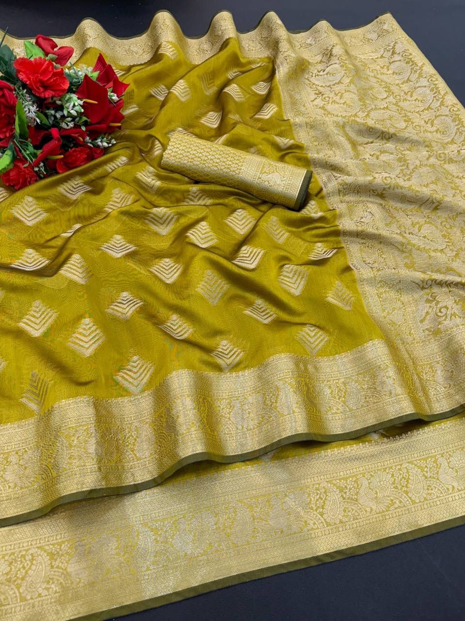 SF 731 Shubh Organza Silk Weaving Designer Sarees Wholesale Market In Surat